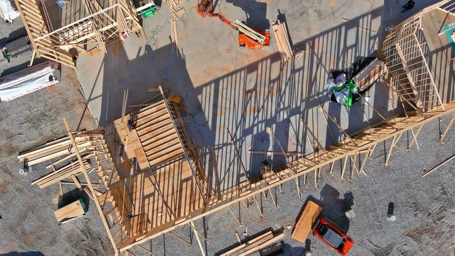 Wood framing seen from above