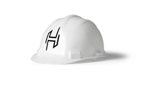 Harris Contracting Logo, white helmet
